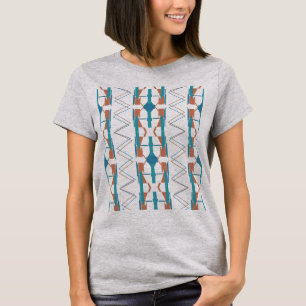 Türkisfarben Teal Rost Südwestliche Vertikale Reih T-Shirt