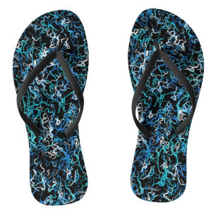 Türkisfarben, Teal und Schwarzes Abstrakt  Badesandalen