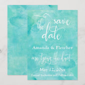 Türkisfarben-Typografie Save the Date (Vorne/Hinten)