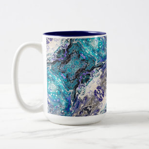Türkisfarben und blaue Abstrakte Farbenwürfel Zweifarbige Tasse