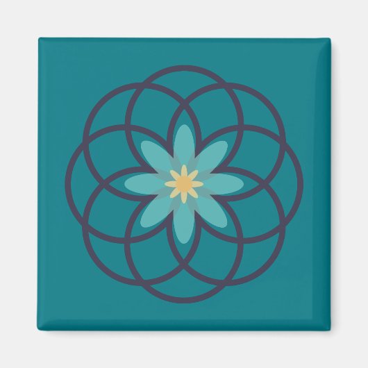 Türkisfarben und blaue Blume Magnet (Vorne)