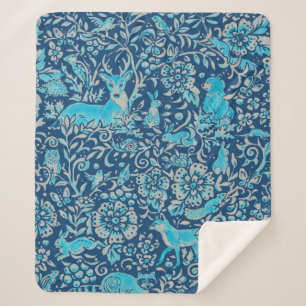 Türkisfarben und blaues Holzbänder-Muster Sherpadecke