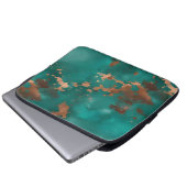 Türkisfarben und Bronze Laptopschutzhülle (Vorne Knopf)