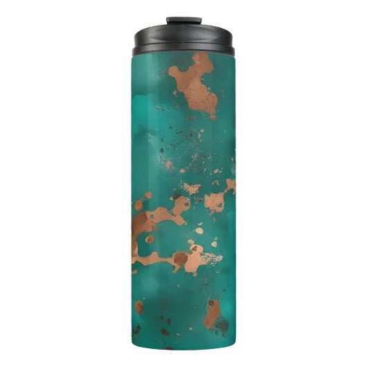 Türkisfarben und Bronze Thermosbecher (Vorderseite)