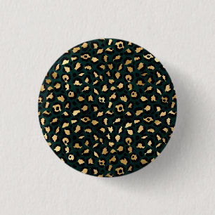 Türkisfarben und Gold Leopard Serie Design 1 Button