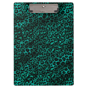Türkisfarben und Gold Leopard Serie Design 5 Klemmbrett