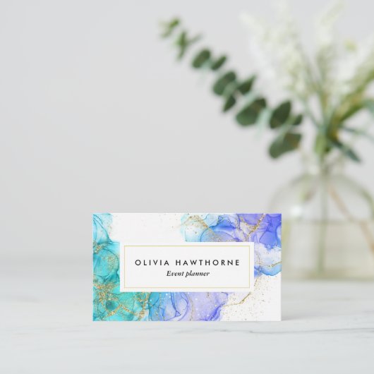 Türkisfarben und Gold Visitenkarte (Stehend Vorderseite)