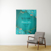 Türkisfarben und goldblütiges Brautparty Willkomme Wandteppich (Beispiel)