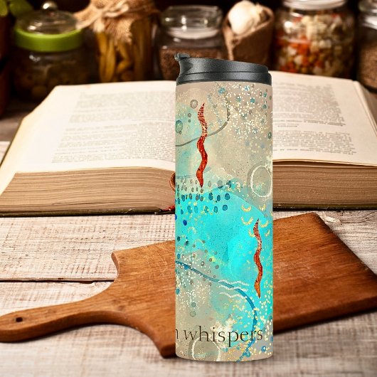 Türkisfarben und goldfarbenes antikes Weisheit Boh Thermosbecher