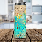 Türkisfarben und goldfarbenes antikes Weisheit Boh Thermosbecher