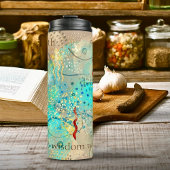 Türkisfarben und goldfarbenes antikes Weisheit Boh Thermosbecher