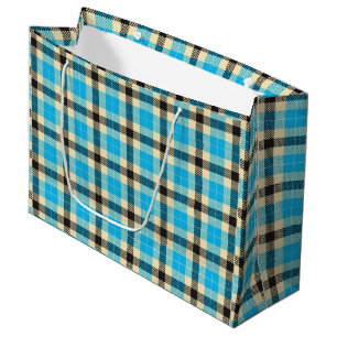 Türkisfarben und Karierter Tartan große Geschenkta Geschenktüte