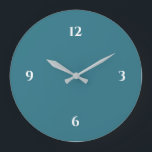 Türkisfarben und Minimalistische Großuhr Große Wanduhr<br><div class="desc">Die moderne Uhr besticht durch ein minimalistisches Design in einer türkisfarbenen und weißen Farbpalette. Schlichtes Design mit weißen Zahlen auf türkisfarbenem Hintergrund. Eine trendige Ergänzung Ihrer Küche, des Wohnzimmers oder der Bürowand, ein durchdachtes, modernes Bürogeschenk oder ein modernes Zuhause-Geschenk für jeden Anlass. Sie können Ihre Einstellungen anpassen, indem Sie die...</div>