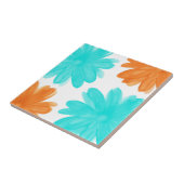 Türkisfarben und Orangefarbene Blume Fliese (Seite)