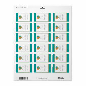 Türkisfarben und Orangefarbenes Herzkleckse Adressaufkleber (Vorne)