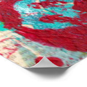 Türkisfarben und Scarlet Mixed Media Painting mit Poster (Ecke)