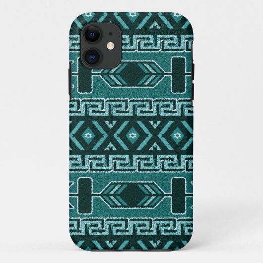 Türkisfarben und schwarz-aztec-Muster-Gehäuse Case-Mate iPhone Hülle (Rückseite)