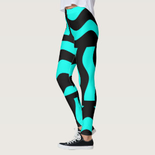 Türkisfarben und schwarze Leggings, Abstrakte Str Leggings