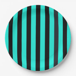 Türkisfarben und schwarze Streifen Pappteller