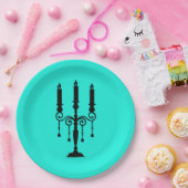 Türkisfarben und schwarzer Kronleuchter Pappteller (Party)