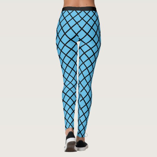 Türkisfarben und schwarzes Diamantmuster Leggings (Rückseite)