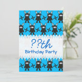 Türkisfarben und schwarzes Ninja-Sonnenmuster Einladung (Stehend Vorderseite)