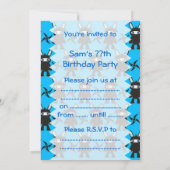 Türkisfarben und schwarzes Ninja-Sonnenmuster Einladung (Rückseite)