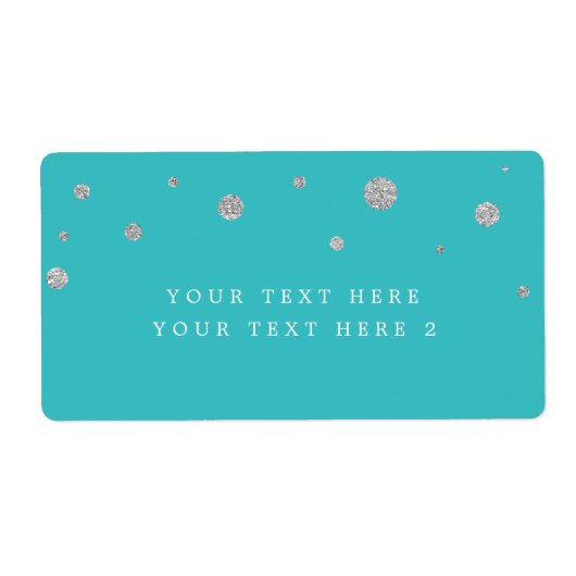 Türkisfarben und Silber-Party-Verpackungs-Etikett (Vorne)