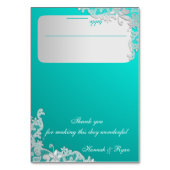 Türkisfarben und silberfarbene Fassadengestaltung Tischnummer (Vorderseite)