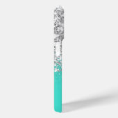 Türkisfarben und Silberglanz, Glitzer Case-Mate iPhone Hülle (Rückseite / Rechts)