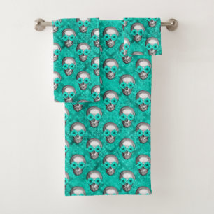 Türkisfarben und Sonnenblumen, Design 11 Badhandtuch Set