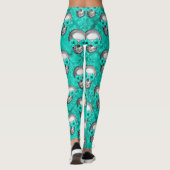 Türkisfarben und Sonnenblumen, Design 11 Leggings (Rückseite)