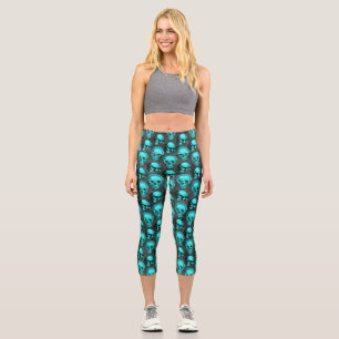 Türkisfarben und Sonnenblumen, Design 1 Capri Leggings