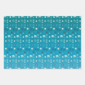 Türkisfarben und weiß, Sterne und Schneeflocken Geschenkpapier Set (Vorderseite 2)
