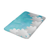 Türkisfarben und weiße Blume Badematte (Schrägansicht)