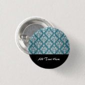Türkisfarben und weißes Damaskusmuster Button (Vorne & Hinten)