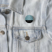 Türkisfarben und weißes Damaskusmuster Button (Beispiel)
