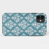 Türkisfarben und weißes Damaskusmuster Case-Mate iPhone Hülle (Rückseite (Horizontal))