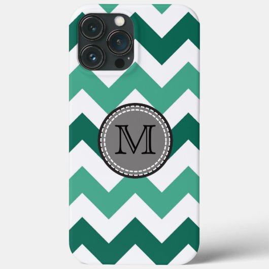 Türkisfarben und Zickzack Zigzag Monogramm Case-Mate iPhone Hülle (Rückseite)