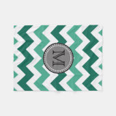 Türkisfarben und Zickzack Zigzag Monogramm Fleecedecke (Vorderseite (Horizontal))