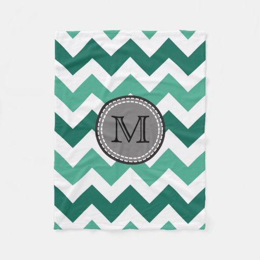 Türkisfarben und Zickzack Zigzag Monogramm Fleecedecke (Vorderseite)