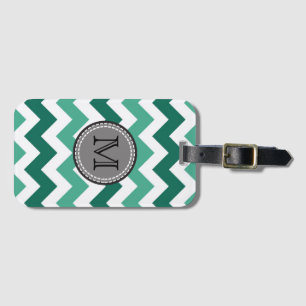 Türkisfarben und Zickzack Zigzag Monogramm Gepäckanhänger