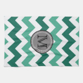 Türkisfarben und Zickzack Zigzag Monogramm Geschirrtuch (Horizontal)