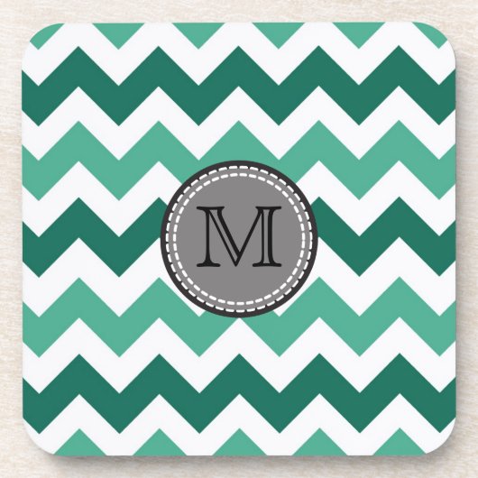 Türkisfarben und Zickzack Zigzag Monogramm Getränkeuntersetzer (Vorderseite)