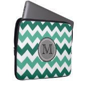 Türkisfarben und Zickzack Zigzag Monogramm Laptopschutzhülle (Vorne Rechts)