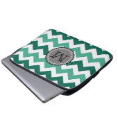 Türkisfarben und Zickzack Zigzag Monogramm Laptopschutzhülle (Vorne Knopf)