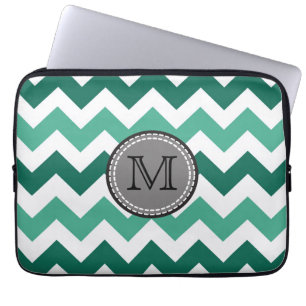 Türkisfarben und Zickzack Zigzag Monogramm Laptopschutzhülle