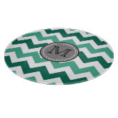Türkisfarben und Zickzack Zigzag Monogramm Schneidebrett (Ecke)