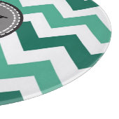 Türkisfarben und Zickzack Zigzag Monogramm Schneidebrett (Ecke)