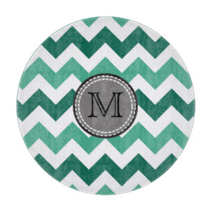 Türkisfarben und Zickzack Zigzag Monogramm Schneidebrett